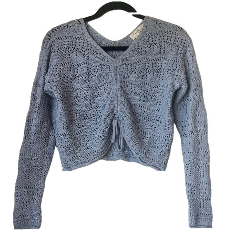 Jessica Simpson Blue Knit Cropped Sweater Extra Small